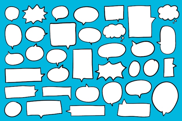 Collection of speech bubbles on blue background vector