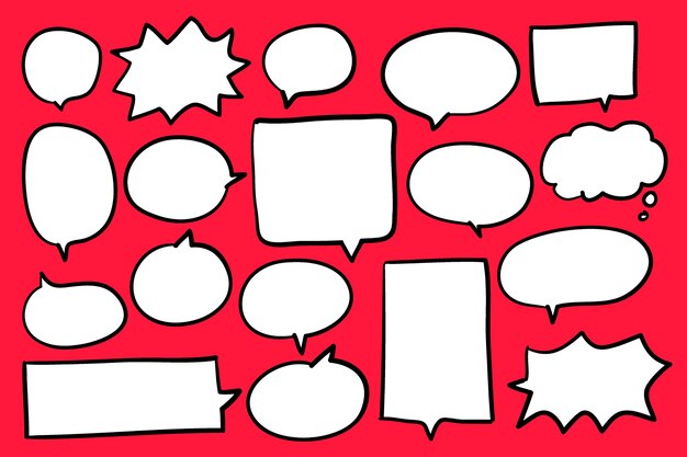 Collection of speech bubbles on red background vector