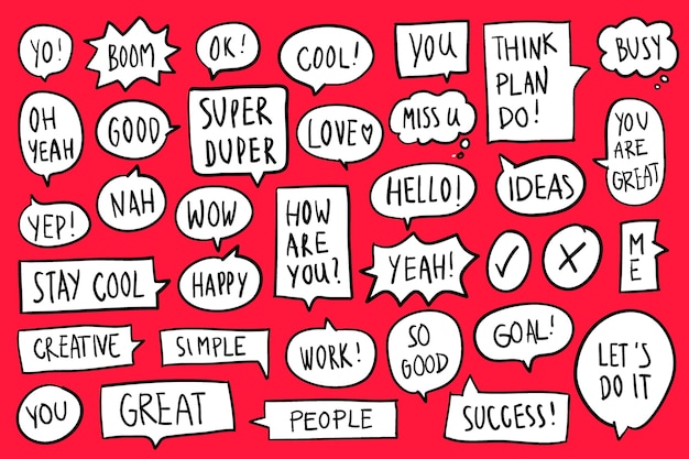 Free Vector collection of speech bubbles on red background vector