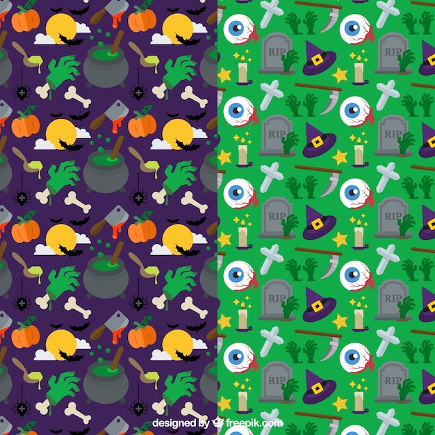 Collection of spooky halloween patterns