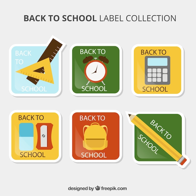 Free Vector collection of square stickers for back to school