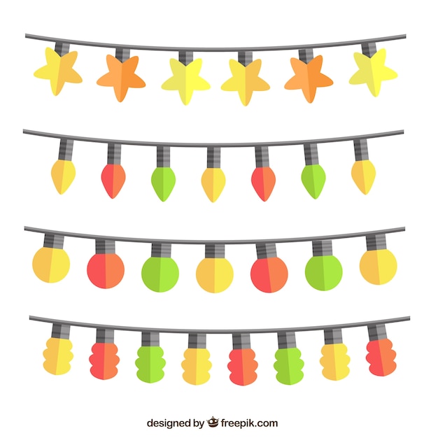 Free vector collection of strings with colorful bulbs