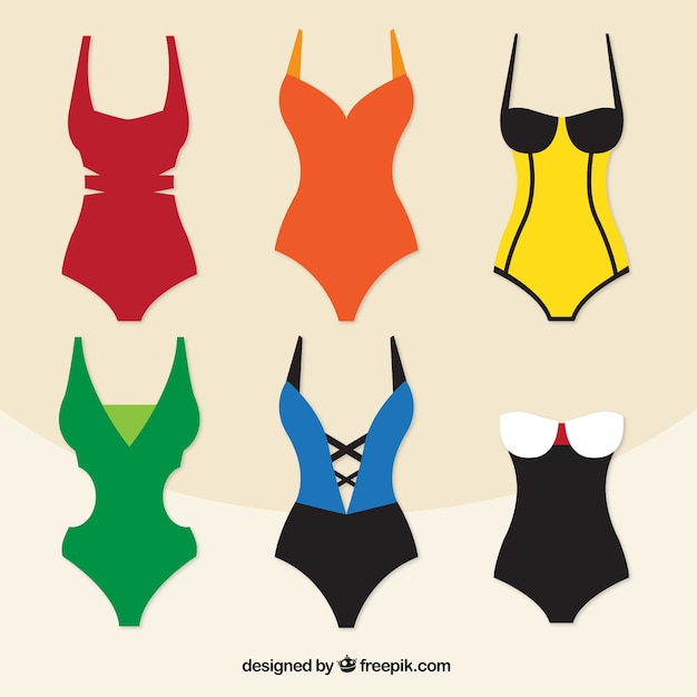 Free Vector collection of stylish swimsuit