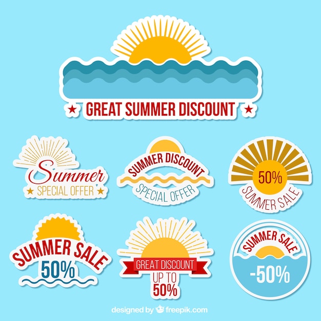 Free Vector collection of summer sales badge 