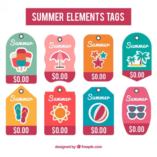 Free Vector collection of summer tag