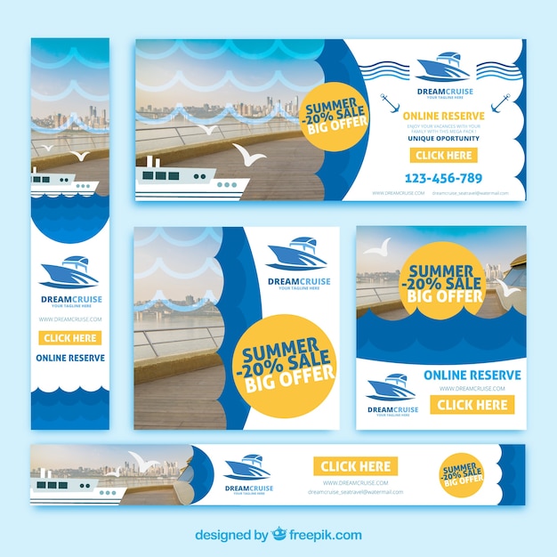 Free Vector collection of summer travel discount banners