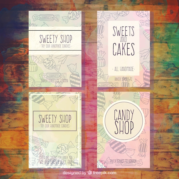 Free Vector collection of sweety shop flyer with drawings