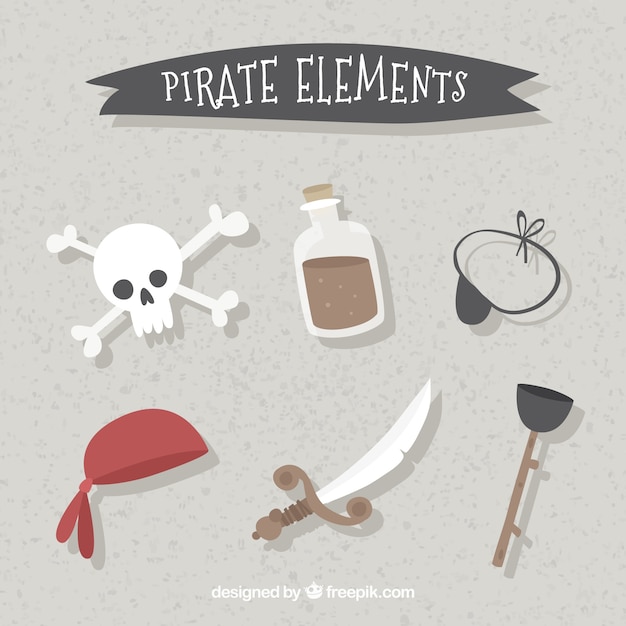 Free Vector collection of sword and pirate elements