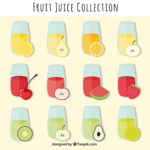 Free Vector collection of tasty fruit juice 