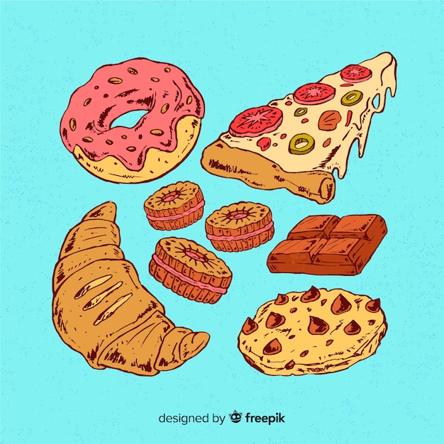 Free Vector collection of tasty snacks