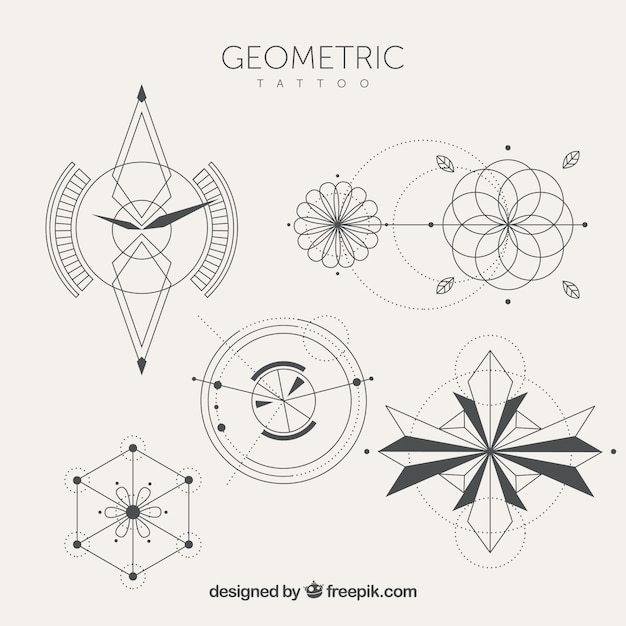 Free Vector collection of tattoo with geometric shapes