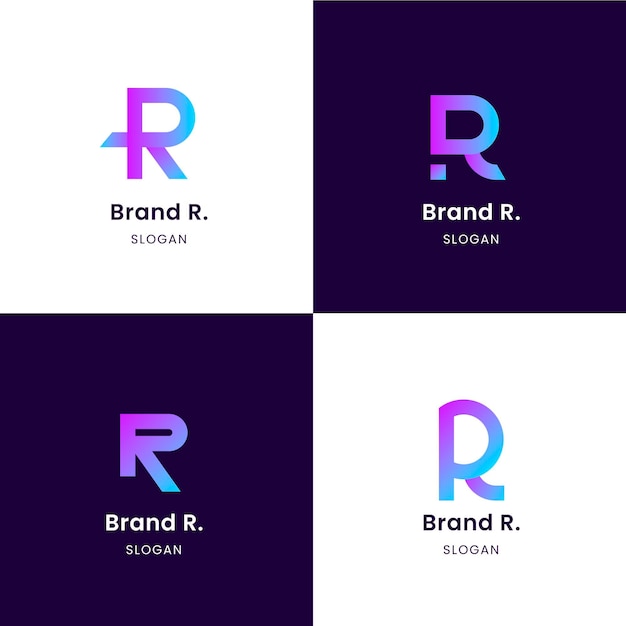 Collection of templates with flat r logos