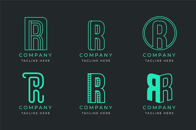 Free Vector collection of templates with flat r logos