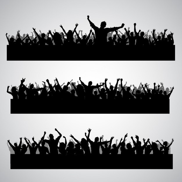 Free Vector collection of three different party crowd silhouettes