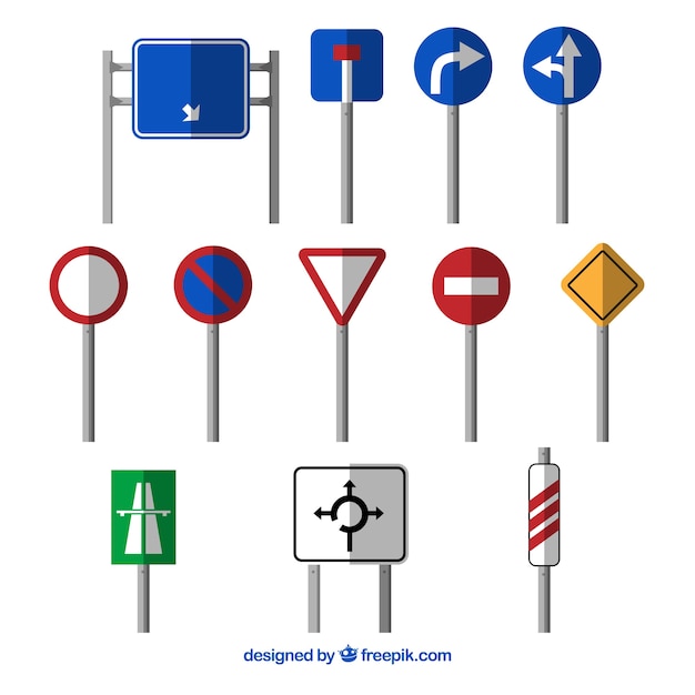 Free Vector collection of traffic sign in flat design