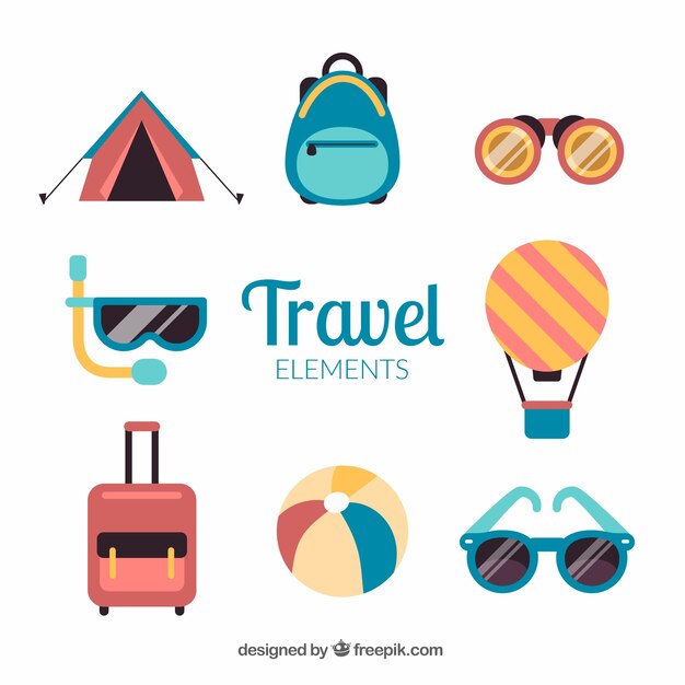 Collection of travel element in flat design