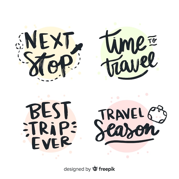 Free Vector collection of travel lettering badges