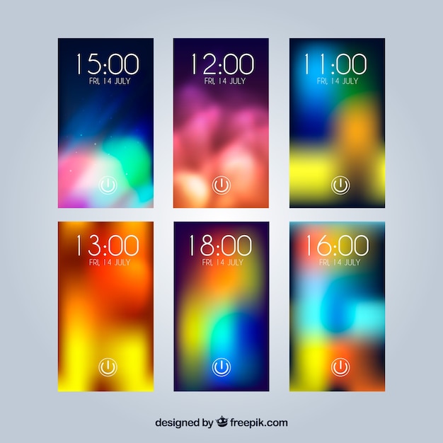 Free Vector collection of unfocused colorful wallpapers for mobile