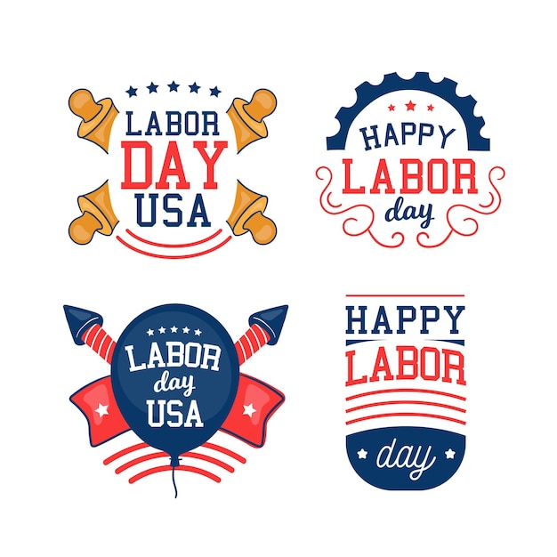 Collection of usa labour day labels