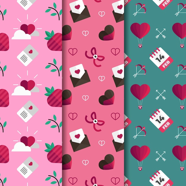 Collection of valentine's day pattern collection flat design style