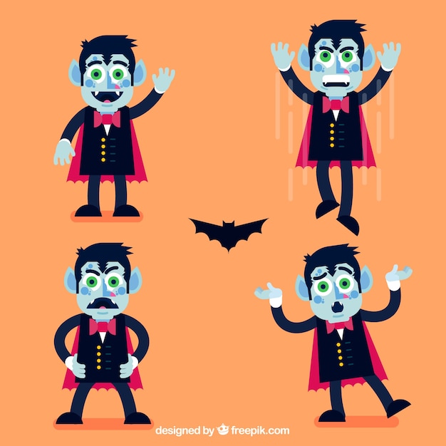 Free Vector collection of vampires in flat design