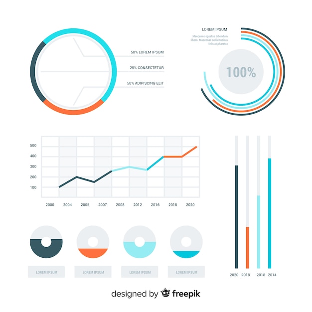 Free Vector collection of various flat infographic elements