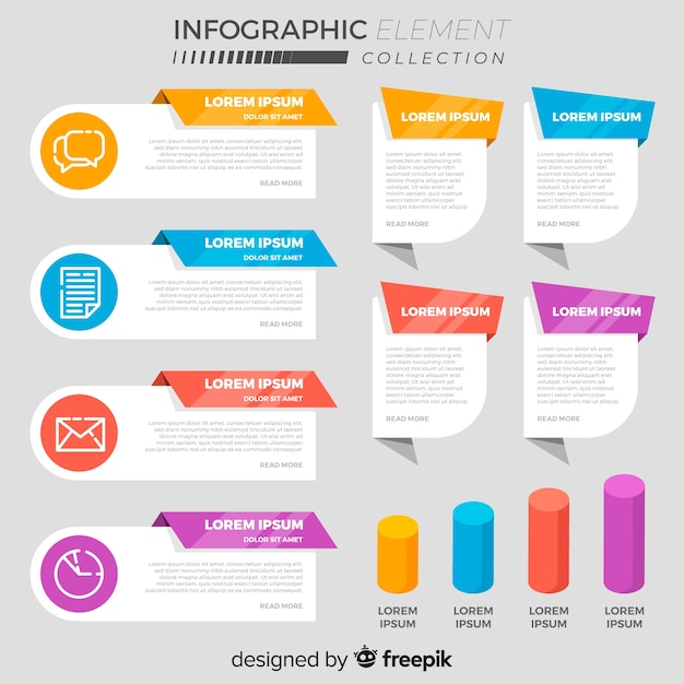 Collection of various flat infographic elements