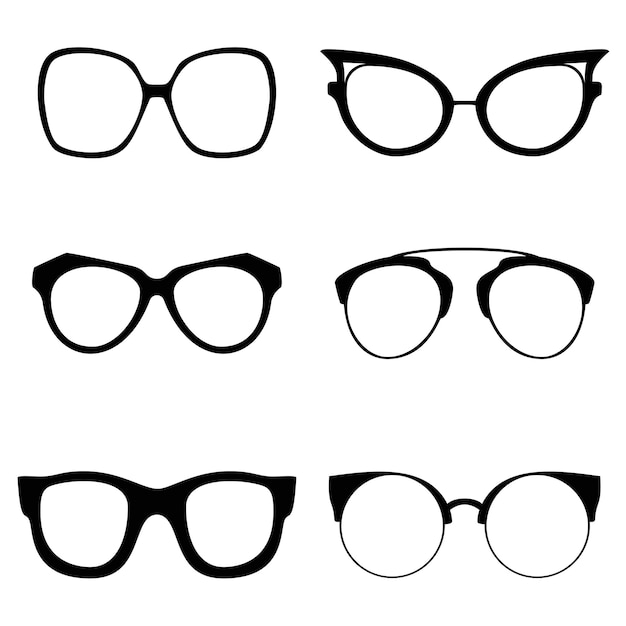 Collection of various glasses To be worn by women men and children Eye set Vector illustration