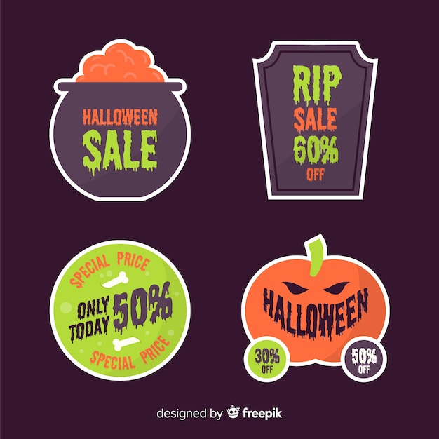 Free Vector collection of various halloween sale labels