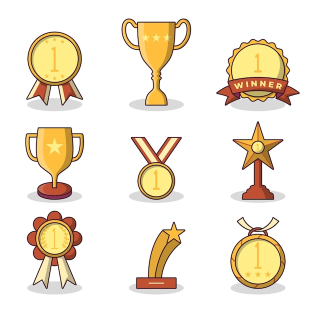 Collection of various trophy for winner