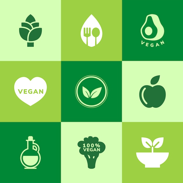 Collection of vegan icon vectors