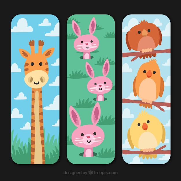 Collection of vertical cards with animals