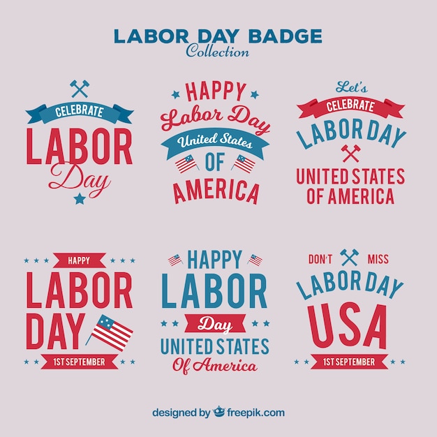 Free Vector collection of vintage american labor day insignia