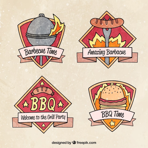 Free Vector collection of vintage bbq badges