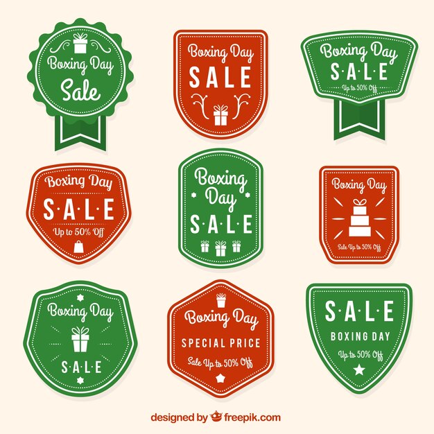 Free vector collection of vintage boxing day badges