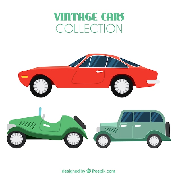 Free Vector collection of vintage cars