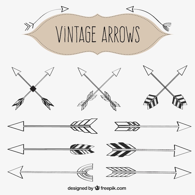 Free vector collection of vintage hand drawn arrows