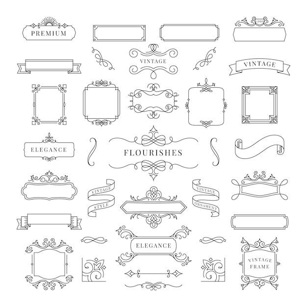 Free Vector collection of vintage ornament frame illustration