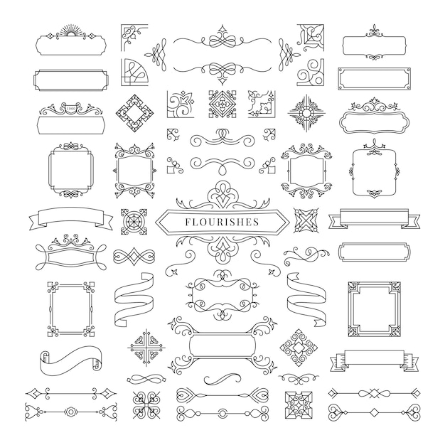 Free vector collection of vintage ornament frame illustration