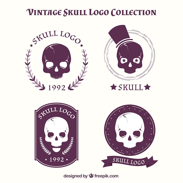 Free Vector collection of vintage skull logos