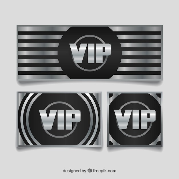 Collection of vip cards with silver style