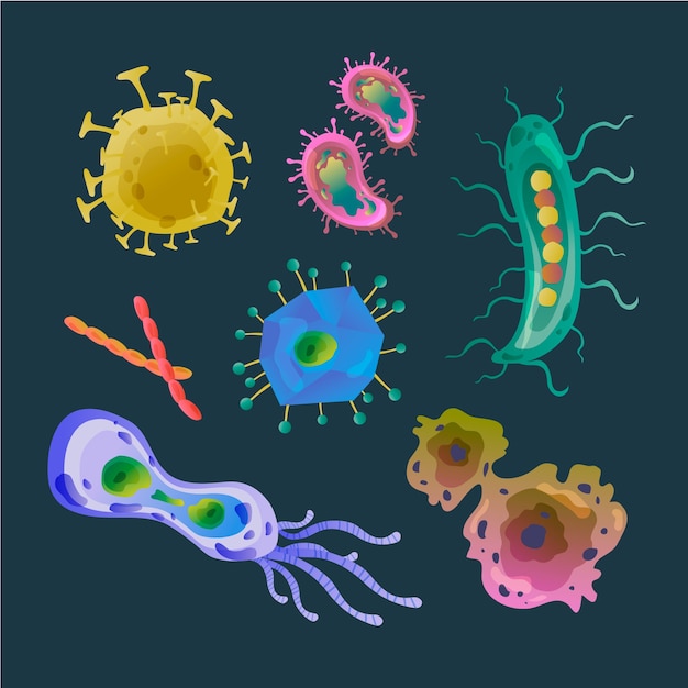 Free Vector collection of virus in flat design