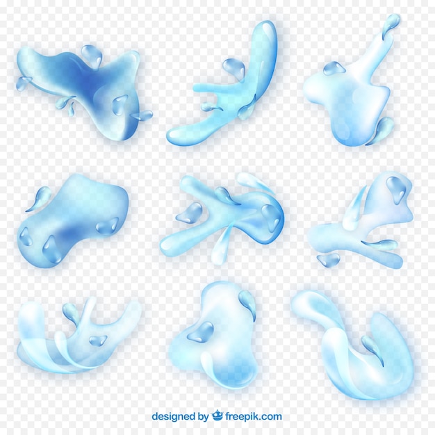 Collection of water splashes