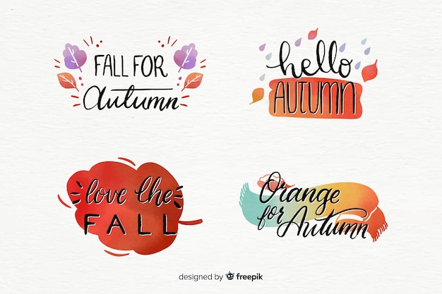 Free Vector collection of watercolor autumn badges