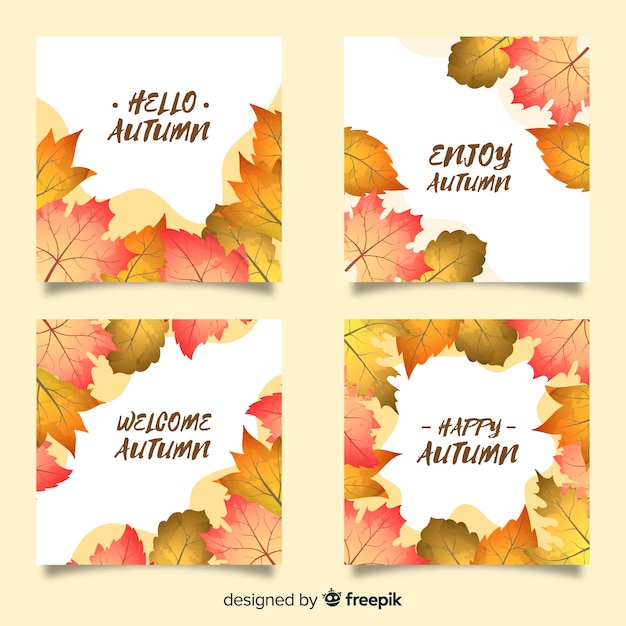 Collection of watercolor autumn cards 