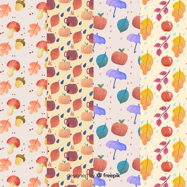 Free vector collection of watercolor autumn patterns