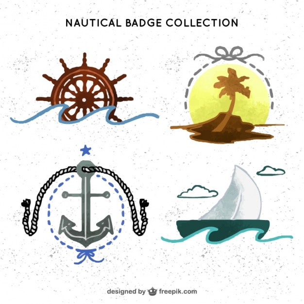 Free vector collection of watercolor badges