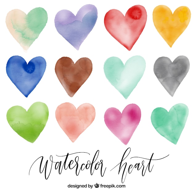 Collection of watercolor hearts