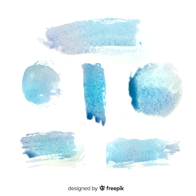 Collection of watercolor stains and brush strokes