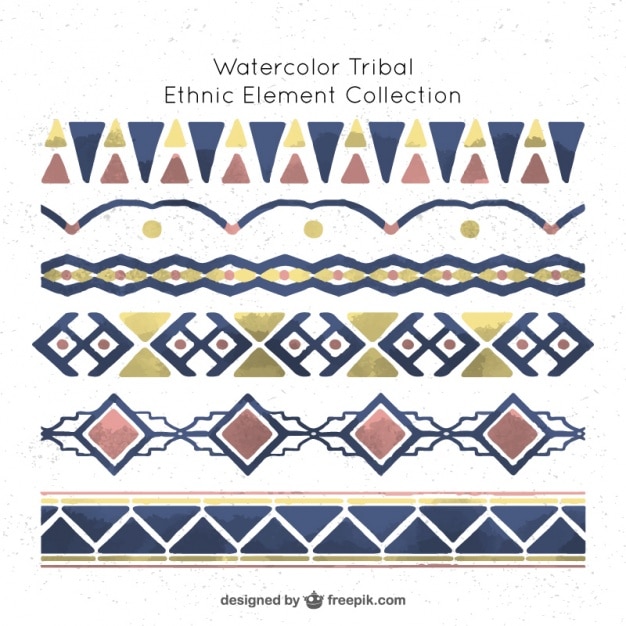 Free Vector collection of watercolor tribal elements 